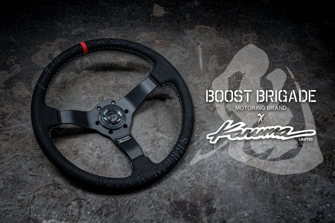 340mm SUEDE STEERING WHEEL BB x KL "DEMON RIDAHS" COLLAB