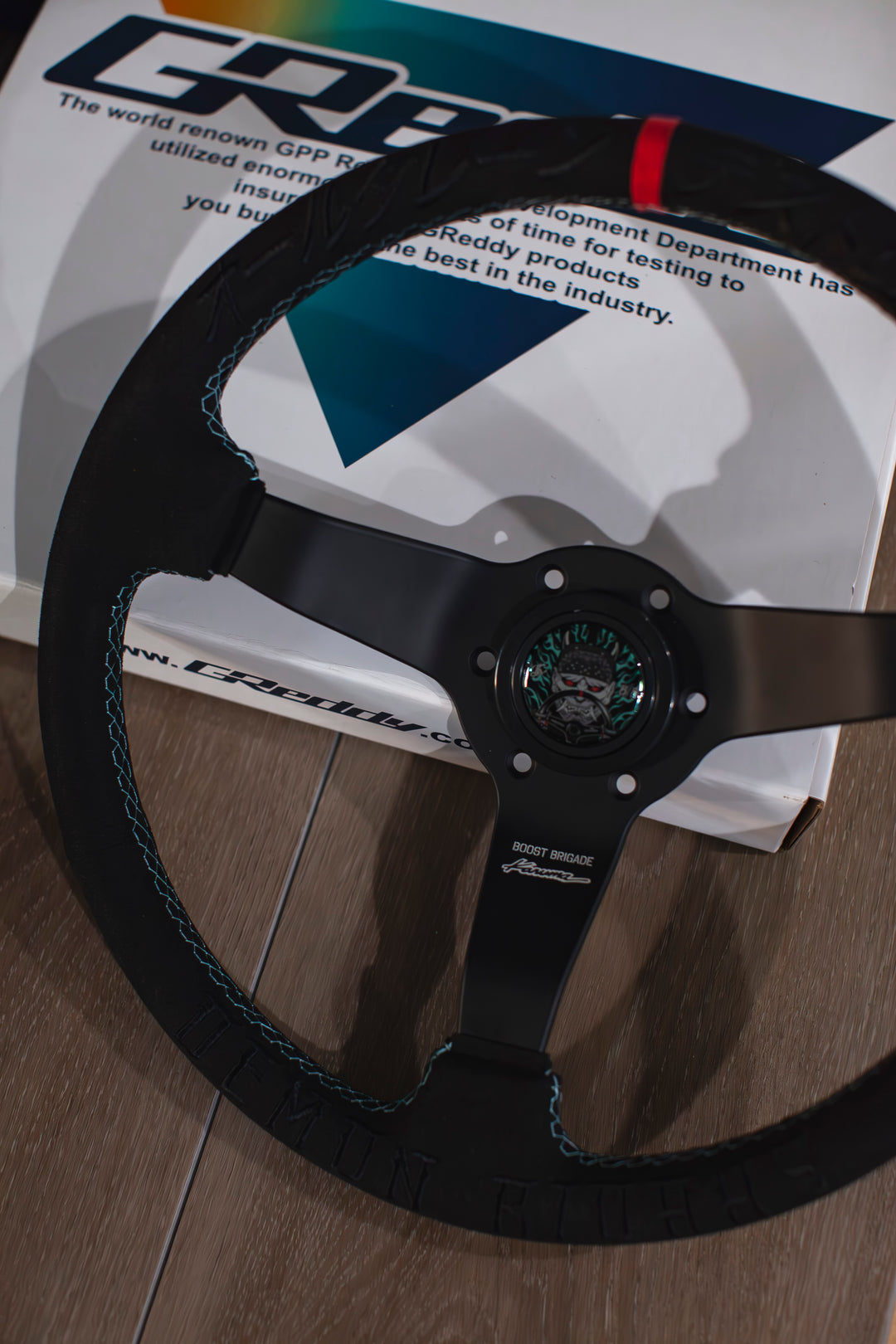 340mm SUEDE STEERING WHEEL BB x KL "DEMON RIDAHS" COLLAB